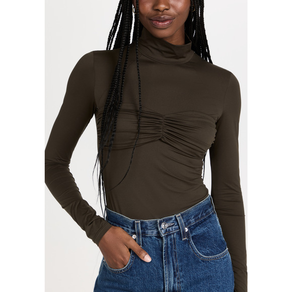 Goldsign 'Zora' Green Long Sleeve Turtleneck Top Size M - Picture 1 of 5